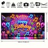 Neon Music Birthday Party Background Cloth Theme Birthday Backdrop Lantern