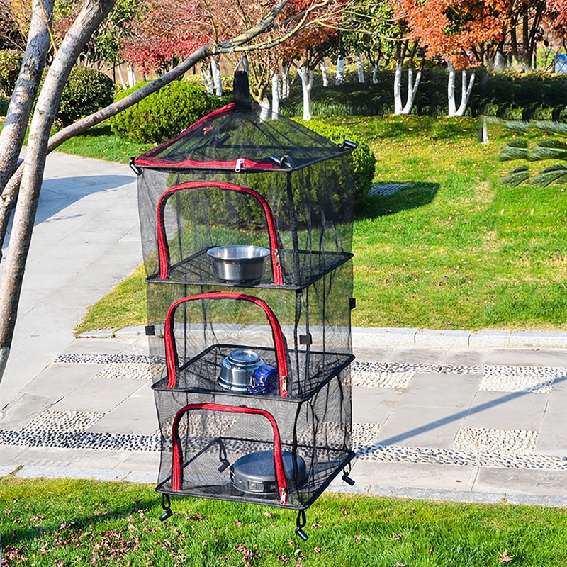 3 Layer Hanging Mesh Rack Foldable Multifunction Portable Foldable Drying