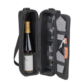 Picnic at Ascot Insulated Wine Tote with 2 Wine Glasses, Napkins and Corkscrew -Designed & Assembled in the USA
