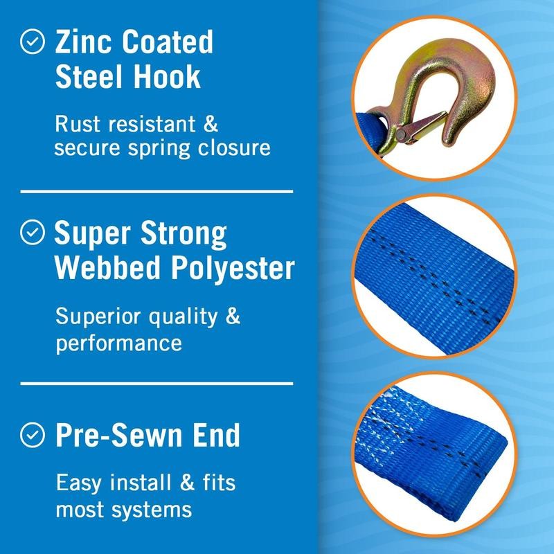 Better Boat Heavy Duty Trailer Winch Strap Replacement with Zinc