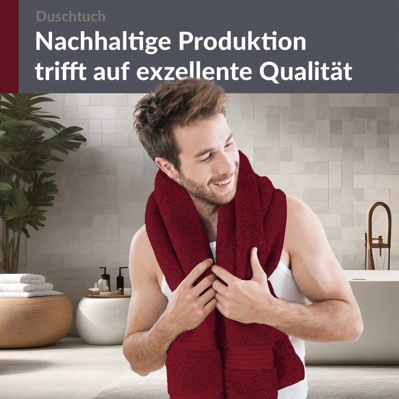 Lashuma Shower Towel, 70 x 140 cm, Bath Towel, Ruby