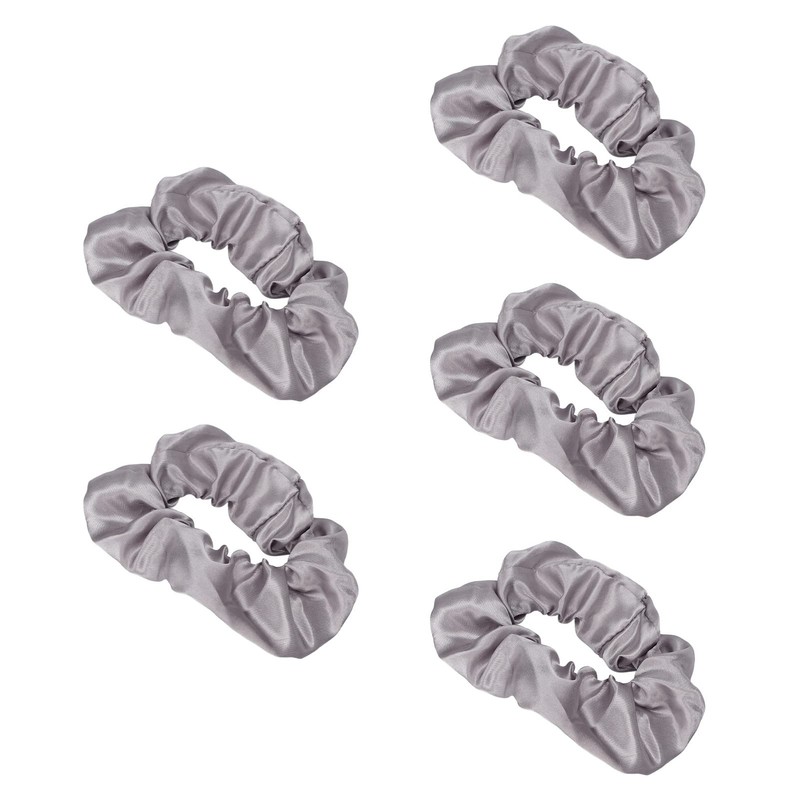 5pcs Light Up Scrunchies - Grey Satin Elastic Hair Scrunchy