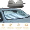 car-attention US Flag Car Windshield Sun Shade Foldable Cover Visor