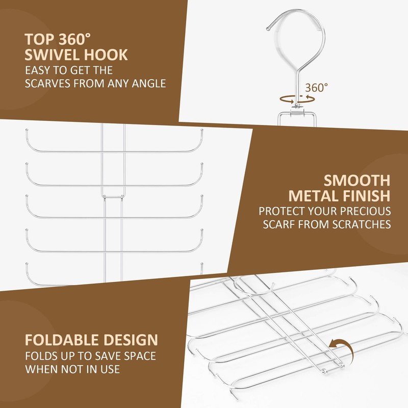ZEDODIER Scarf Organizer Scarf Hanger for Closet, 2 Pack Rotatable
