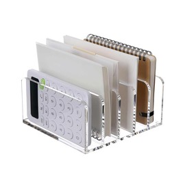 Divider Stand, 5 Compartments, Notebook Stand, File Organizer, Acrylic, Document Holder, Bookstand, Stationery, Cosmetics, Storage, Tabletop Organization, Multi-functional Storage, Office Supplies