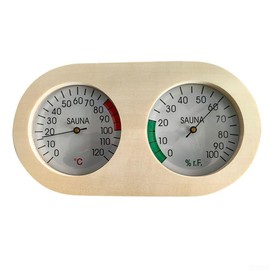Wooden Sauna Thermo-Hygrometer, 2 in 1 Sauna Thermometer and Hygrometer, Round Wood Thermo-Hygrometer, for Steam Bath, Sauna Room
