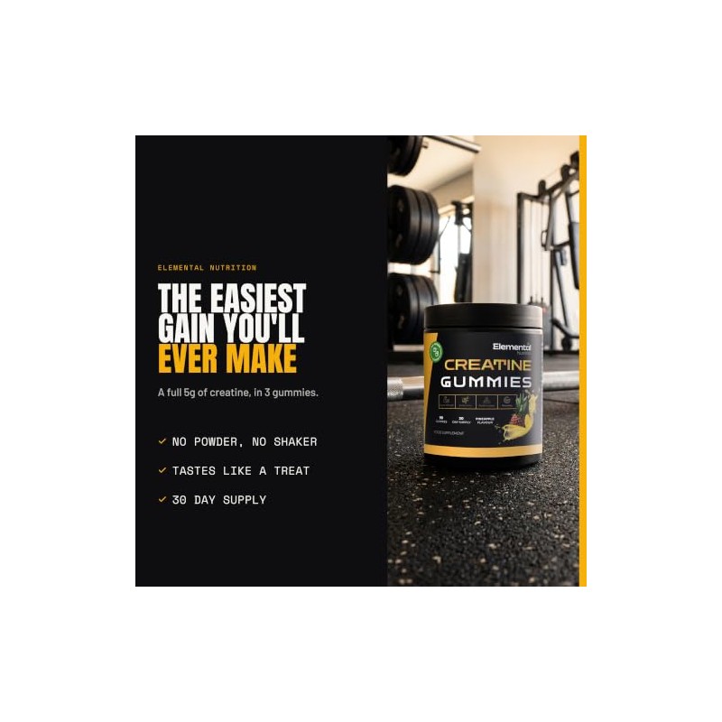 Creatine Gummies 5000mg, Muscle & Strength, Pineapple