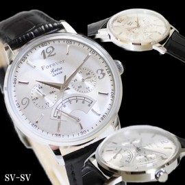 Pair price [2021 new model] Antique pair watch is newly introduced! Unisex model [Enjoy pairing with your loved one] Pair Watch FOREVER Retro Quartz FG-2030-Pai Leather Strap, SV-SV & SV-BK, Antique,