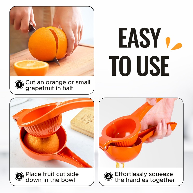 Zulay Kitchen Premium Metal Orange Squeezer – Heavy-Duty Manual Citrus
