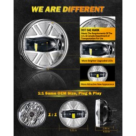 Auxbeam LED Fog Lights Replacement for GMC Sierra 1500 2007-2013, Sierra 2500HD 3500HD 2007-2014, DOT Approved LED Fog Lamps for Sierra 1500 2500HD 3500HD, Chrome