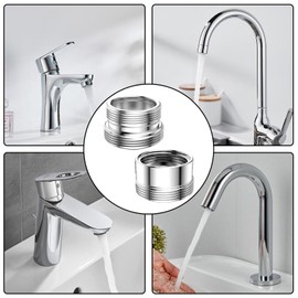 Pack of 2 Metal Tap Adapters 18 mm to 22 mm / 22 mm to 18 mm, Water-Saving Metal, Tap Aerator, Metal Adapter for Water-Saving Kitchen Tap
