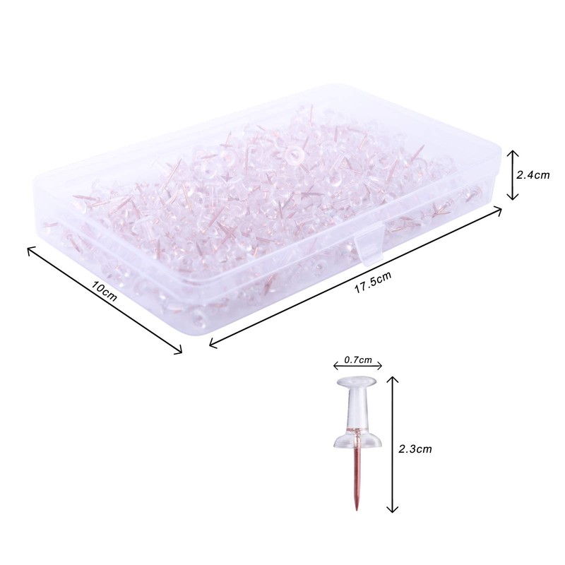 Vicloon Push Pins 300pcs Drawing Pins with Plastic Heads and