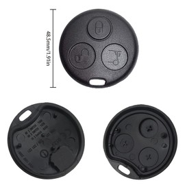 ShnminEU Pack of 2 Car Key Case Compatible with Smart Fortwo 450 MC01 Roadster Cabrio Coupe 98-07 Key Housing Car Key Remote Key Replacement, 3 Buttons Replacement Key Case
