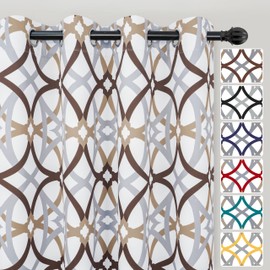 DriftAway Alexander Thermal Blackout Grommet Unlined Window Curtains Spiral Geo Trellis Pattern Set of 2 Panels Each Size 52 Inch by 84 Inch Brown