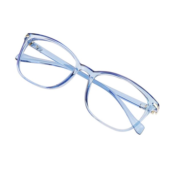 VisionGlobal Blue Light Blocking Glasses for Women/Men, Anti Eyestrain, Computer Reading, TV Glasses, Stylish Square Frame, Anti Glare(Clear Blue,+2.25 Magnification)