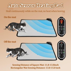 Rasfalo Cat Heating Pad & Dog Heating Pad, 3 Timer and 3 Level Temperature Smart Sensor Electric Pet Heating Pad with Chew Resistant Cord, Indoor Outdoor Warm Heated Bed for Dogs Cats -17.7x17.7