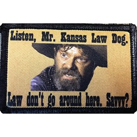 Tombstone IKE Law Don't Go Around Here, Savvy? Morale Patch. Perfect for Your Tactical Military Army Gear, Backpack, Operator Baseball Cap, Plate Carrier or Vest. 2x3 Hook Patch. Made in The USA