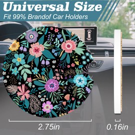 sndheke Car Cup Holder Coaster for Drinks, 2 Pack Car Coasters for Cup Holder, Colorful Flowers and Plants Anti-Slip Absorbent Ceramic Car Cup Coasters with Cork Base for Drinks Coffee Women Men 2.56"