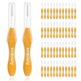 50Pcs Interdental Brushes, Amakos Soft Bristles Braces Brush Dental Brushes between Teeth Interdental Brushes for Teeth Cleaning (1.2mm)