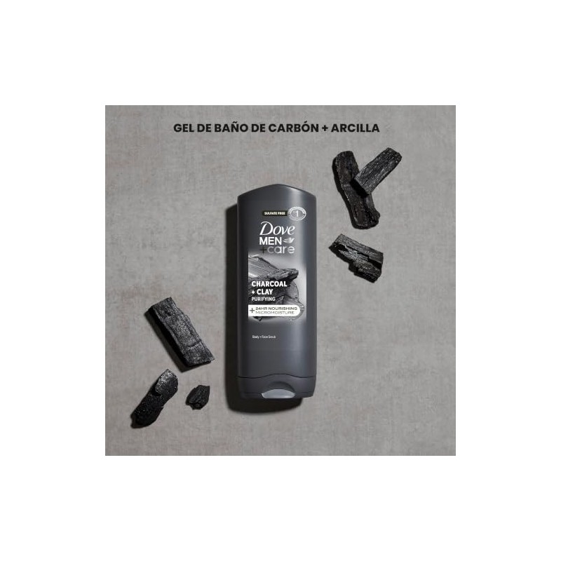 Dove Men+Care Elements Body Wash Charcoal+Clay 13.5 oz Effectively Washes