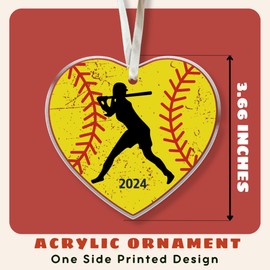 Softball Ornament - Softball Christmas Ornament, Softball Ornament Girl - Girls Softball Christmas Ornament - Softball Ornaments for Christmas Tree - Softball Gifts for Girls - Acrylic Ornament 2024