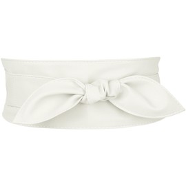 Allegra K Womens Plus Size Obi Belts, Bowknot Self-Tie Wrap Around Wide Sash Waistband Belt for Dresses 65-72cm/25.59-28.35" White