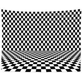 Loccor Checkers Tapestry Black and White Racing Checker Chess Board Texture 3D Room Interior Tapestry Wall Hanging for Living Room Bedroom Dorm Home Decor 70x45inch