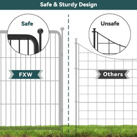 FXW Garden Fence, Decorative Dog Fence Outdoor for The Yard – Heavy Duty Metal Animal Barrier for Dog and Rabbit, Easy Setup, 32in(H) x 18.0ft(L), 8 Panels, Black