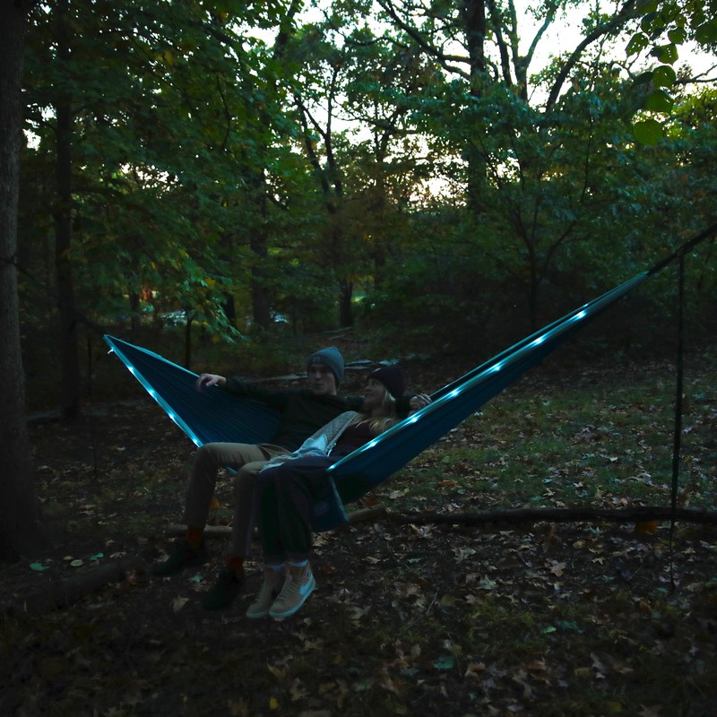 Equip Outdoors Portable Camping Illuminated Hammock, Hanging Kit Included, Two