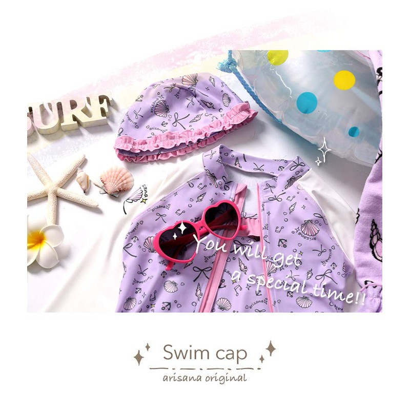 Arisana Swim Cap, Kids, Girls, UV, Swimming Cap, Seashell, Mint,