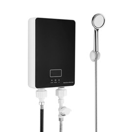 Electric Tankless Water Heater, 6000W 110V, Small Smart Water Heater Kitchen Shower Tankless Water Heater, with LED Temperature Display (Black)