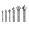 6pcs High Speed Steel Round Shank 3-Flute Countersink Cutter Bits