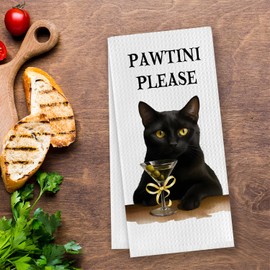 CosxHabitat Cat Maitini Cocktail Kitchen Dish Towels,Funny Cat Cocktail Lovers Gifts for Women,Maitini Bar Hand Tea Towels for Bathroom Kitchen Decor,16x24 Inches