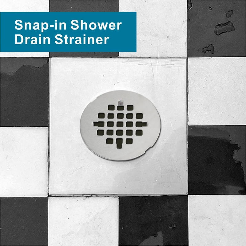 Brushed Nickel 4-1/4" OD Snap-in Shower Drain Cover Replacement, Welsan
