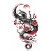 2 Sheets Temporary Dragon Tattoo Japanese Dragon Tattoos Sakura Dragon