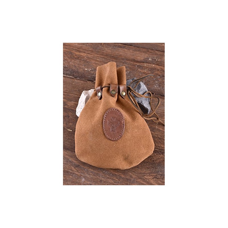 Battle-Merchant Medieval Leather Bag with Celtic Cross and Robust Leather