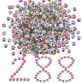 Wflay Flat Back Glass Rhinestones Crystal 6.35mm ss30 288pcs Non-Hotfix Flatback Rhinestones Glass Crystal for Clothes Shoes Nail Crafts Ab Crystal