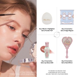 Flower Knows Violet Strawberry Rococo Gift Box Set,7 Pack Makeup Box with Mirror,Lip Gloss×2+Blush×2+Blush Brush×1+Hair Clip×1+Gift Box×1,Perfect Makeup Gift for Girls & Women