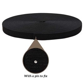 Benecreat Total Length 118.8 ft (30 m) Width 0.6 inch (15 mm) Black Flat Rubber Woven Rubber Strong Clothes, Suitcase Belt, Notebook Belt, Replacement Band, For Sewing and Craft Materials, Handmade