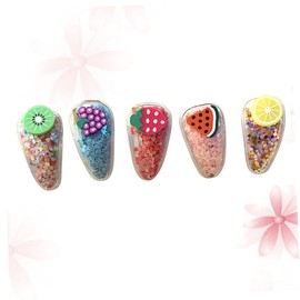Minkissy 5pcs Fruit Shaped Glitter Hair Clips for Girls Quicksand Barrettes Accessories for Daily Wear Festivals Parties