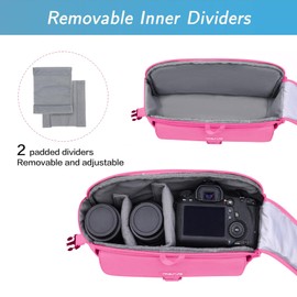 MOSISO Camera Shoulder Bag Case Crossbody Sling Purse, DSLR/SLR/Mirrorless Compact Padded Photography Handbag with Rain Cover Compatible with Canon/Nikon/Sony Cameras and Lenses, Bright Rose