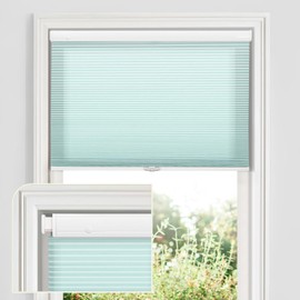 MiLin Cordless Cellular Shades No Tools No Drill Blinds for Windows Shades for Indoor Windows Magnetic Door Blinds (Light Filtering - Salt Mint, 36 1/2" W x 48" H)