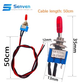 Senven 5pcs Professional Car Mini Toggle Switch with Pre-Wired, On-Off 2-Position 3-Pin Spst 3v/5v/12v/220v/240v for Cars, Trucks, Boats, Dashboards - 3a 250vac / 6a 125vac