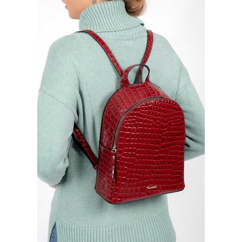 Tamaris Diana City Backpack 28 cm, Red crocodile