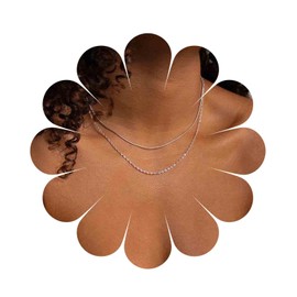 Aneneiceera Vintage Layered Chain Necklace Silver Twist Chain Choker Necklace Minimalist Chain Necklace Double Layer Italian Chain Necklace Chain Jewelry for Women (Silver)