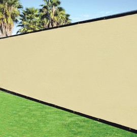 Fence4ever 6'x50' 3rd Gen Tan Fence Privacy Screen Windscreen Shade Cover Mesh Fabric (Aluminum Grommets) Home, Court, or Construction