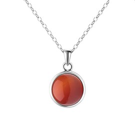 Franki Baker Sterling Silver Dainty Round Natural Carnelian Pendant Necklace Length: 50cm Pendant Size: 12.2mm