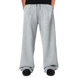 ZUGJAM Men's Baggy Sweatpants Wide Leg Lounge Sweat Pants with Pockets Grey S