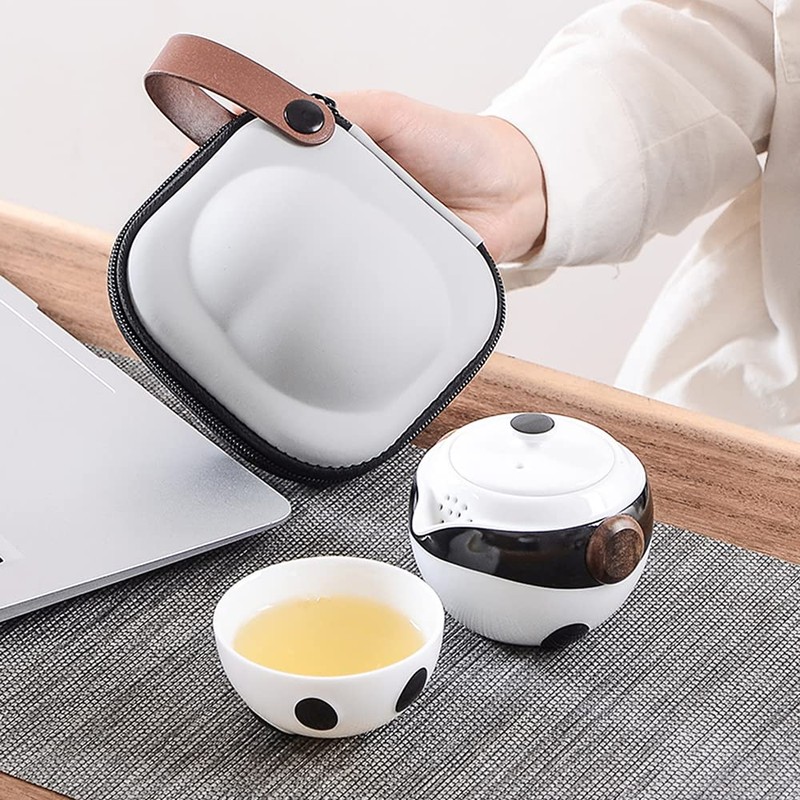 Sizikato Tea for One Teapot and Cup Set, Cute Panda