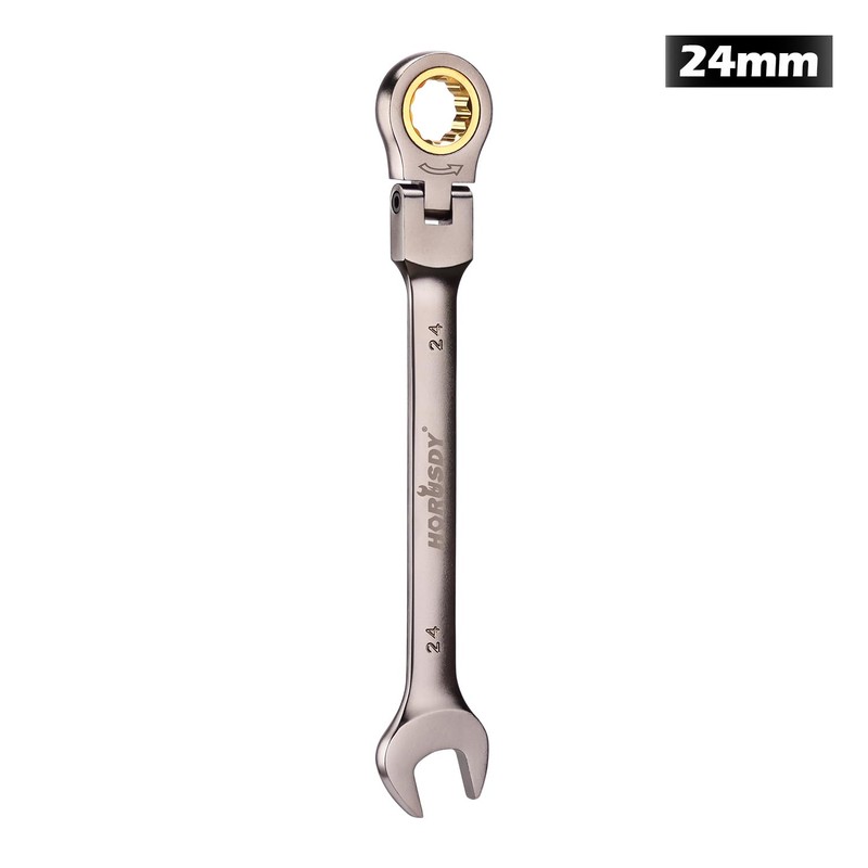 HORUSDY Flexible Head Ratchet Spanner, 24MM Metric Wrench Ratcheting Combination